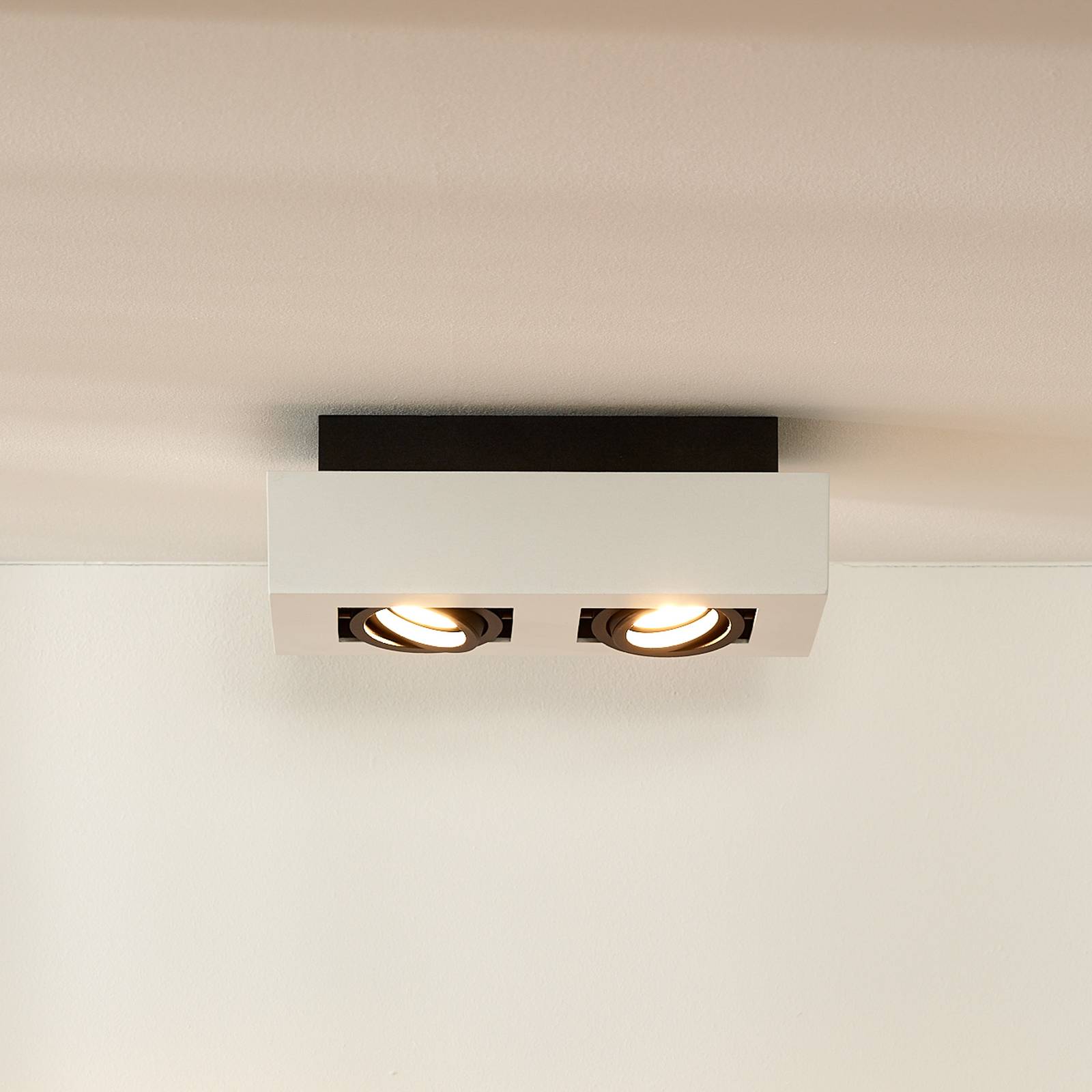 Lucide Deckenstrahler Xirax, zweiflammig, weiß dimmbar, weiß / opal, für Wohn- / Esszimmer, Aluminium, Modern