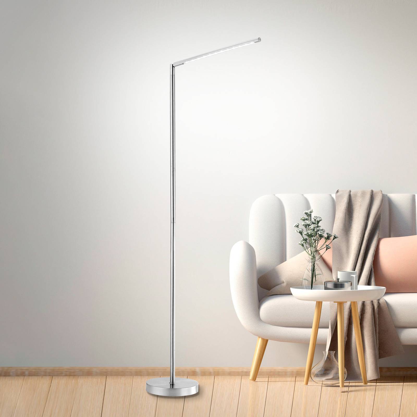 JUST LIGHT. GmbH LED Stehlampe Dawda, dimmbar, alu / grau / zink, für Wohn- / Esszimmer, Metall, Modern, LED Stehlampe