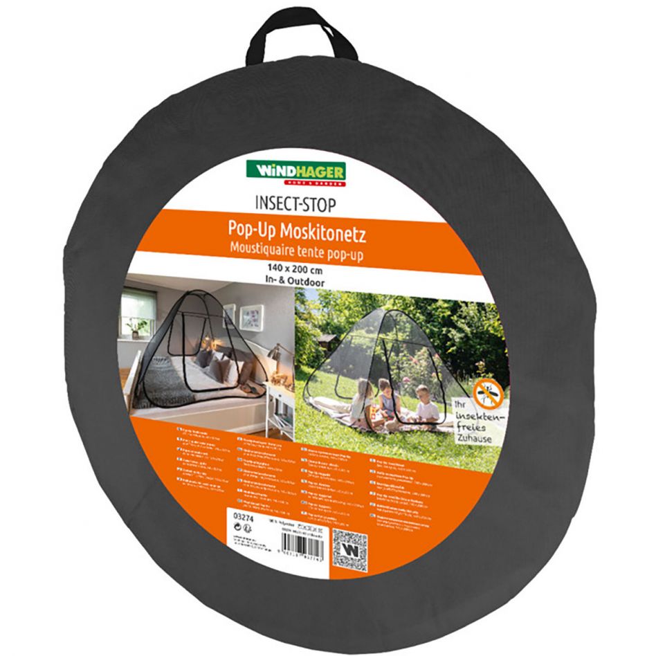 Windhager Insektenschutz Pop-Up Mosquitonetz Anthrazit, 160x200 cm Image