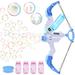 DSSTYLES Upgraded Bubble Gun Water Bow and Arrow 2 in 1 Bubble Water Blaster w/ 4 Bubble Solution Light Up Bubble Machine Outdoor Toys for Kids Ages 4-8