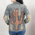 AD American Darling ADJKT021-M Genuine leather Hand tooled hand carved Women 100% cotton Denim jacket dress ladies girl