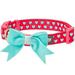 Blueberry Pet 4 Patterns Adjustable Flocking Dog Collar with Detachable Velvety Bowtie - Heart in Lust Red Small Neck 12 -16