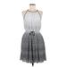 Banana Republic Casual Dress - Mini Halter Sleeveless: Gray Print Dresses - Women's Size 6