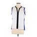 Calvin Klein Sleeveless Blouse: White Color Block Tops - Women's Size Large