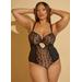 Plus Size Cutout Lace Paneled Bodysuit