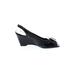 Audrey Brooke Wedges: Black Print Shoes - Women's Size 8 - Peep Toe