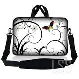 Laptop Skin Shop 17-17.3 inch Neoprene Laptop Sleeve Bag Carrying Case with Handle and Adjustable Shoulder Strap - White Butterfly Escape Floral