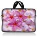 LSS 10.2 inch Laptop Sleeve Bag Carrying Case Pouch with Handle for 8 8.9 9 10 10.2 Apple Macbook GW Acer Asus Dell Hp Sony Toshiba Pink Plumeria Flower