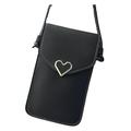 Cell Phone Bag Touchscreen Heart-shaped Transparent Mobile Cellphone Pouch with Strap Case Student Women s PU Leather