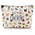Chicken Gifts for Chicken Lovers Just a Girl Who Loves Chickens Funny Chicken Farmer Lover Cosmetic Makeup Bag Crazy Chicken Lady Travel Toiletry Bag For Women Girls