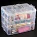 Plastic storage box Handheld 3-Layer 30 Grids Detachable Plastic Makeup Cosmetic Jewelry Storage Case Box Holder Organizer Container (White)