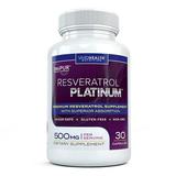 Premium Resveratrol Platinum: High Potency Antioxidant for Blood Pressure 500mg 30 Capsules