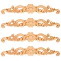 4pcs Exquisite Wood Carving Appliques Onlays Door Cabinet Furniture Carving Decal Wood Appliques