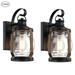 Retro 11.8 inch Matte Black and Barnwood accents Outdoor Wall Lantern Sconce with Clear Glassï¼ˆ2-Packï¼‰