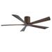 Irene-5H five-blade flush mount paddle fan in Walnut finish with 60â€� solid walnut tone blades.