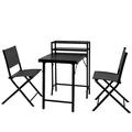 3PCS Patio Bistro Set Patio Set of Foldable Patio Table and Chairs Outdoor Patio Furniture Sets Black