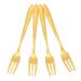 Cake Fork Knife and Dessert Golden Small Forks Three Prong Toothpicks Fruit 4 Pcs