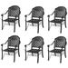 Cast Aluminum Patio Dining Chair 6PCS With Black Frame and Cushions In Random Colors