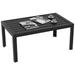 Outsunny Outdoor Coffee Table Rectangle Side Table with Steel Frame Black