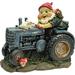 Garden Gnome Statue - Bunny On Board Garden Gnome Tractor - Lawn Gnome