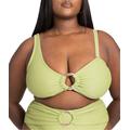 Plus Size Women's One Shoulder Ring Hardware Bikini Top by ELOQUII in Sage Green (Size 18)