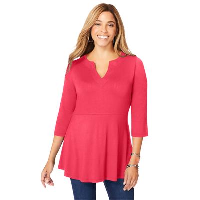 Plus Size Women's Henley Notch Babydoll Tunic by J...