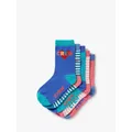 Crew Clothing Kids' Bamboo Blend Heart/Stripe Socks, Pack of 5, Blue/Multi