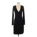 Jennifer Lopez Casual Dress - Sheath Plunge Long sleeves: Black Print Dresses - Women's Size Small