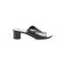 Cole Haan Sandals: Slip On Chunky Heel Casual Black Print Shoes - Women's Size 8 1/2 - Open Toe