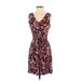 Ann Taylor LOFT Casual Dress - Party V-Neck Sleeveless: Burgundy Dresses - Women's Size X-Small Petite
