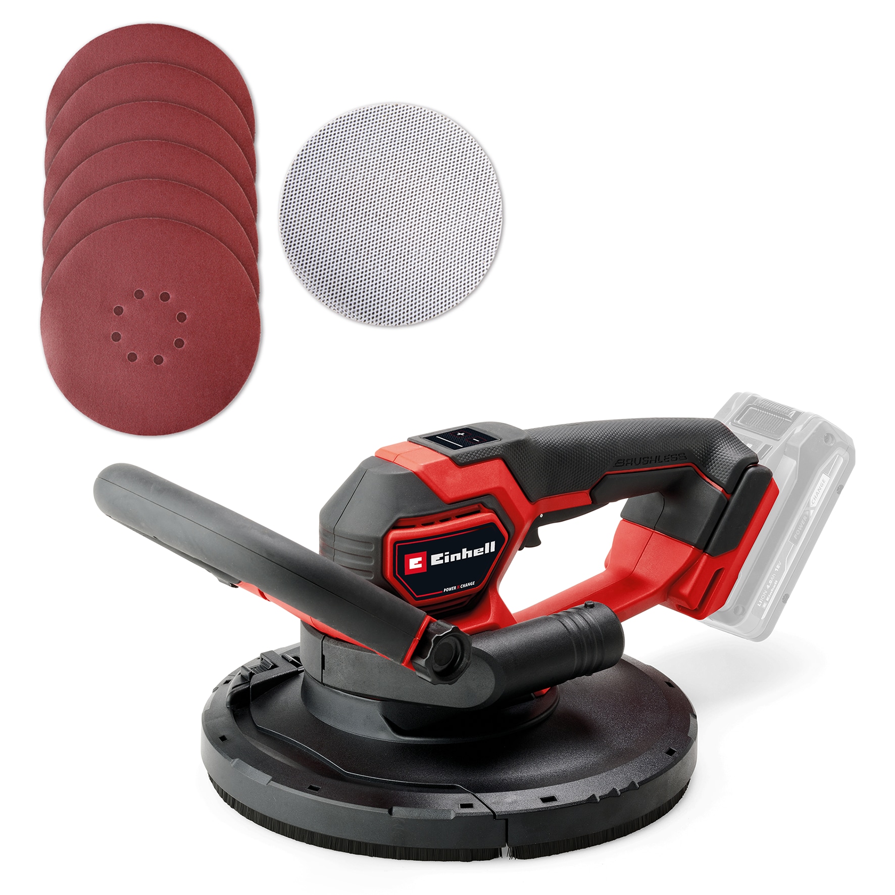 Akku-Trockenbauschleifer EINHELL "Professional TP-DWS 18/225 Li BL Solo", rot, B:25,9cm H:23,1cm L:33,5cm T:85,7cm, Schleifmaschinen, ohne Akku Image