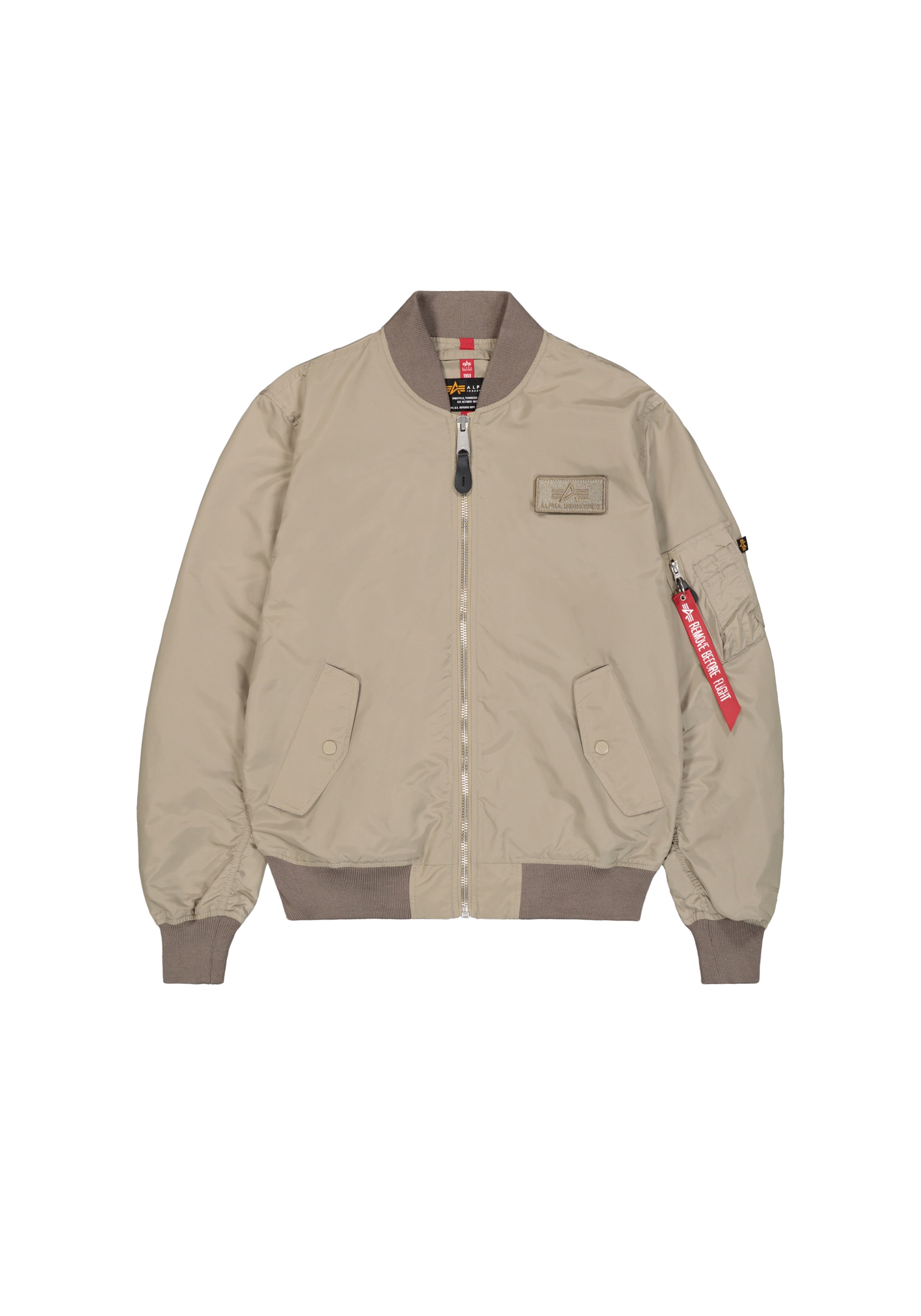 Bomberjacke ALPHA INDUSTRIES "MA-1 TTC Light", Herren, Gr. XXL, beige (vintage sand), Obermaterial: 100% Nylon, Futter: 100% Nylon, Jacken Bomberjacke