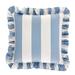 Sunbrella Outdoor Ruffle Pillow Cover - Canopy Stripe Cornflower/White Sunbrella - Ballard Designs Canopy Stripe Cornflower/White Sunbrella - Ballard Designs