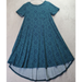 Lularoe Dresses | Lularoe T Shirt Dress Women 2xs Teal Geo Print Polyester Short Sleeve Round Neck | Color: Tan | Size: Xxs