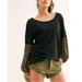 Free People Tops | Free People We The Free Jade Black Paisley Floral Mixed Media Long Sleeve Top | Color: Black/Tan | Size: S