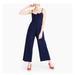 J. Crew Pants & Jumpsuits | J. Crew Navy Linen Blend Cropped Wide Leg Jumpsuit Tie Front Size 12 | Color: Blue | Size: 12