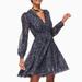 Kate Spade Dresses | Kate Spade Night Sky Navy Lurex Long Sleeve Fit And Flare Mini Silk Dress | Color: Blue | Size: 8