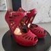 Jessica Simpson Shoes | Jessica Simpson "Amona" Red Leather Peeptoe Platform Heels Size 6.5 | Color: Gold/Pink | Size: 6.5