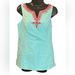 Lilly Pulitzer Tops | Lilly Pulitzer Jackie Beaded Turq./Coral Fitted Cotton Tank Top Blouse 6 | Color: Red/Tan | Size: 6