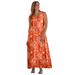 Plus Size Women's Stretch Cotton Tank Maxi Dress by Jessica London in Orange Circle Dye (Size 14/16)