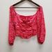 Free People Tops | Free People Womens Mable Bustier Cropped Top Size M Pink Long Balloon Sleeve | Color: Pink | Size: M