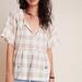 Anthropologie Tops | Anthropologie Pilcro The Bette Plaid Babydoll Top Linen Blend Size Small | Color: Cream/Tan | Size: S