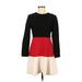Lisa Perry Casual Dress - A-Line Crew Neck Long sleeves: Red Color Block Dresses - Women's Size 6