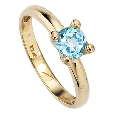 Goldring JOBO Gr. 58, gold (gelbgold 333), Fingerringe, Damen, 58, Gelbgold 333, 333 Gold mit Blautopas Image