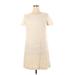 Theory Casual Dress - Shift Crew Neck Short sleeves: Ivory Print Dresses - Women's Size Large