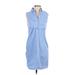 Brooks Brothers Red Fleece Casual Dress - Shirtdress Collared Sleeveless: Blue Print Dresses - Women's Size 0