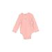 Little Me Long Sleeve Onesie: Pink Solid Bottoms - Size 24 Month