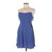 SO Casual Dress - Mini Strapless Sleeveless: Blue Dresses - Women's Size Medium