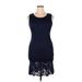 White Mark Casual Dress - Bodycon Scoop Neck Sleeveless: Blue Print Dresses - Women's Size X-Large