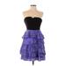 City Chic Cocktail Dress - A-Line Strapless Sleeveless: Purple Print Dresses - Women's Size 3 Plus